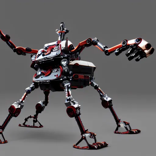 Prompt: hexapod robot beast, convex, kitbashing, robot, unreal engine, 4 k