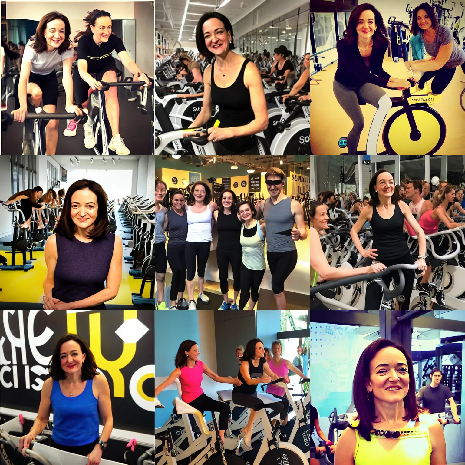 Prompt: Sheryl Sandberg at SoulCycle, Instagram photo