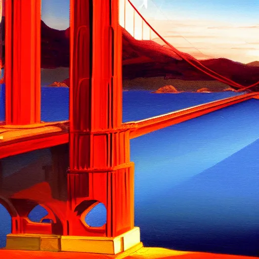 Image similar to golden gate bridge, hudson river school, dramatic lighting, artstation, trending