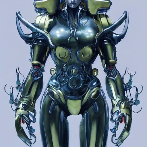 Image similar to a mech version of asian medusa, with a septum nose ring piercing, very symmetrical, highly detailed, by vitaly bulgarov, by joss nizzi, by ben procter, by steve jung, concept art, quintessa, metal gear solid, transformers cinematic universe, concept art world, pinterest, artstation, unreal engine