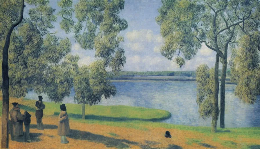 Image similar to and it used to be for a while that the river flowed right to my door making me just a little too free but now the river doesn't seem to stop here anymore, by magritte, renoir, colorful, impressionist