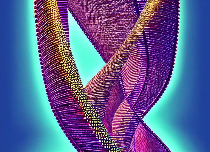 Image similar to portrait of a dna helix, colorful, modern art deco, mads berg, karolis strautniekas, stippled light, fine texture, editorial illustration, dramatic lighting, dynamic composition, detailed, matte print, dynamic perspective