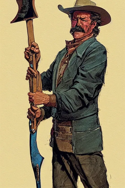 Image similar to vernon. Smug old west circus knife thrower. concept art by James Gurney and Mœbius.