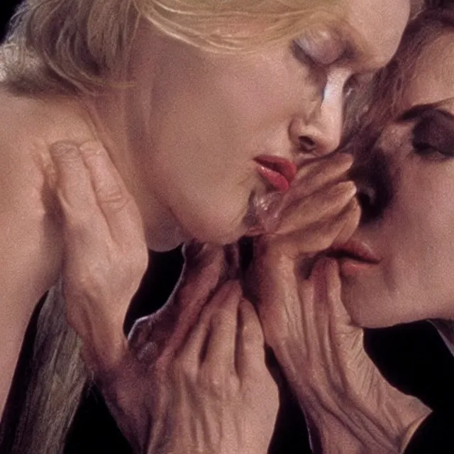 Image similar to eyes wide shut starring tom cruise, nicole kidman but directed by hr giger