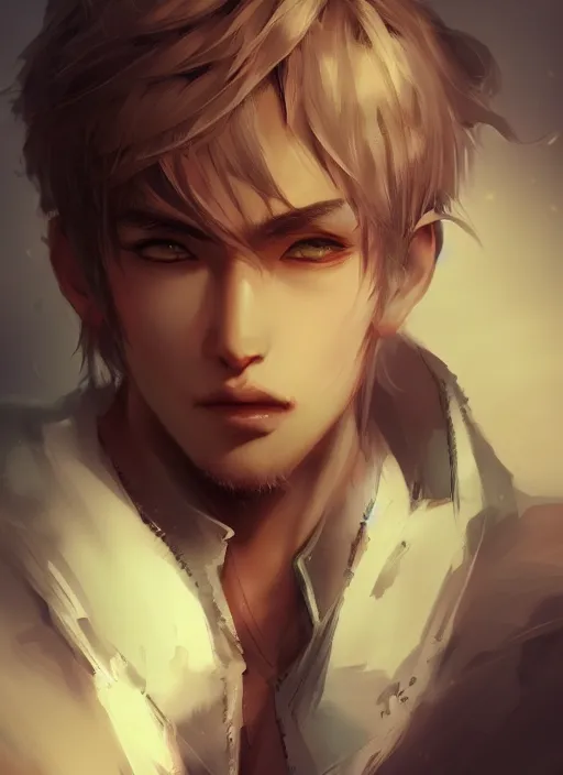 Image similar to detailed beautiful male character art, concept art, depth of field, on amino, by sakimichan patreon, wlop, weibo, byc. net, byc high quality art on artstation.