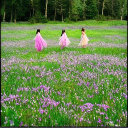 Prompt: photo of fairies in a heavenly meadow