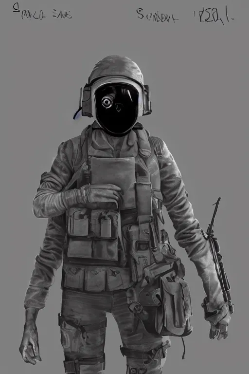 Image similar to british sas female operative with the standard s 1 0 gas mask and the black uniform, 8 0 s, artstation, trending on artstation, establishing shot