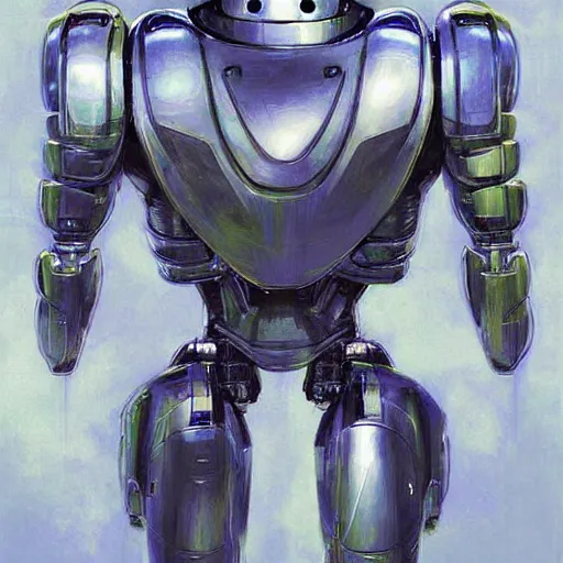 Prompt: a simple concept art portrait of an amazingly designed robot with sleek modern armor. an award winning yoshitaka amano digital art poster color painting. a masterpiece by james gurney. poster colour on canvas.