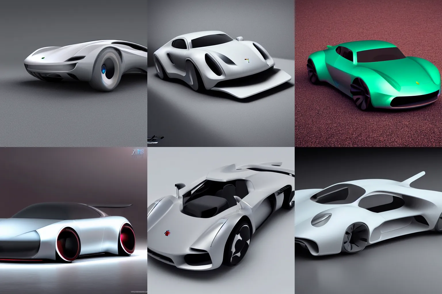 Image similar to futuristic Porsche designed by Apple white on grey studio lightening octane render