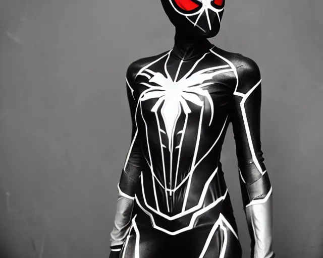 Image similar to iron spider suit, lomography lady grey