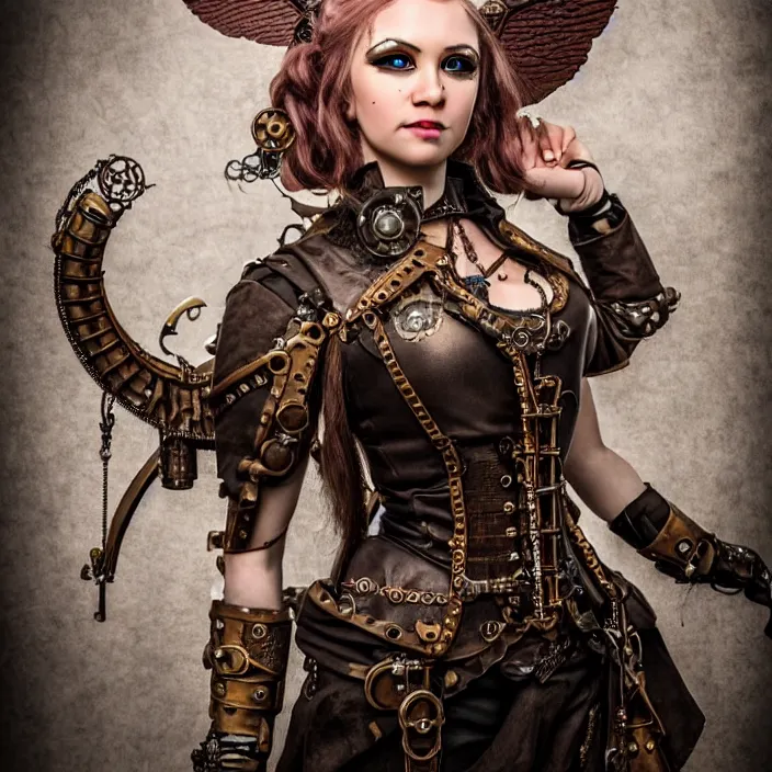 Prompt: full length photo of a very beautiful!! steampunk valkyrie, highly detailed, 4 k, hdr, smooth, sharp focus, high resolution, award - winning photo