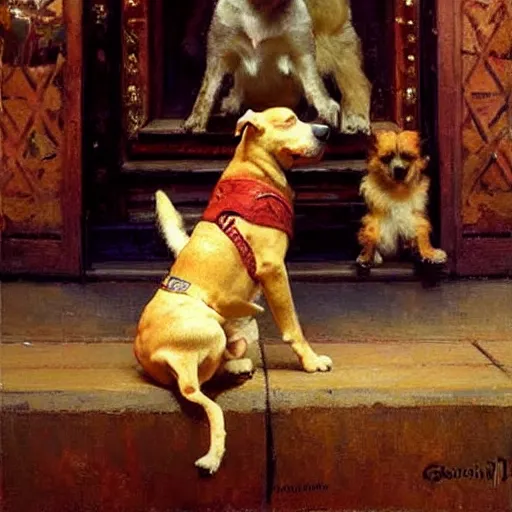 Image similar to pun dog meme, painting by gaston bussiere, craig mullins, j. c. leyendecker