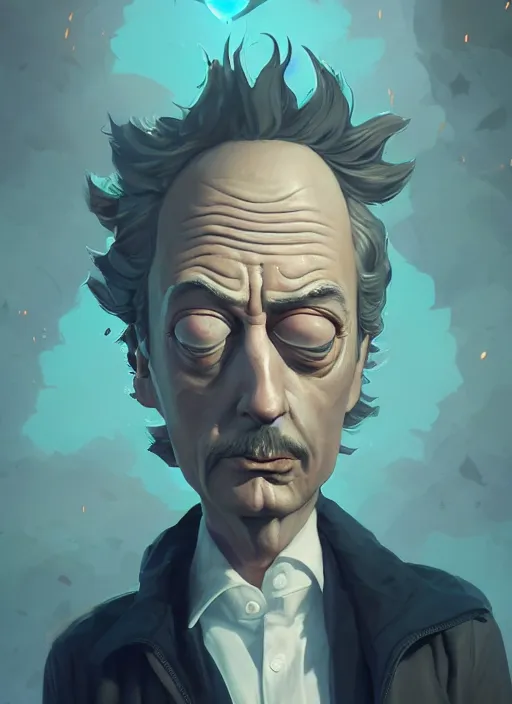 Prompt: fantasy portrait of drunk alcoholic rick from rick & morty, intricate abstract. intricate artwork, by greg rutkowski, wlop, beeple, dan mumford. concept art, octane render, trending on artstation, greg rutkowski very coherent symmetrical artwork. cinematic, key art, hyper realism, high detail, octane render, 8 k, iridescent accents
