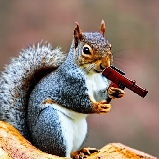 Image similar to a squirrel with a gun