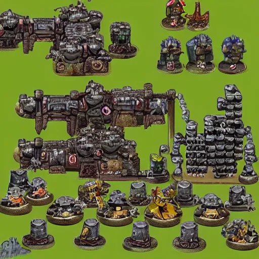 Image similar to warhammer battle tower, in the style of metal slug