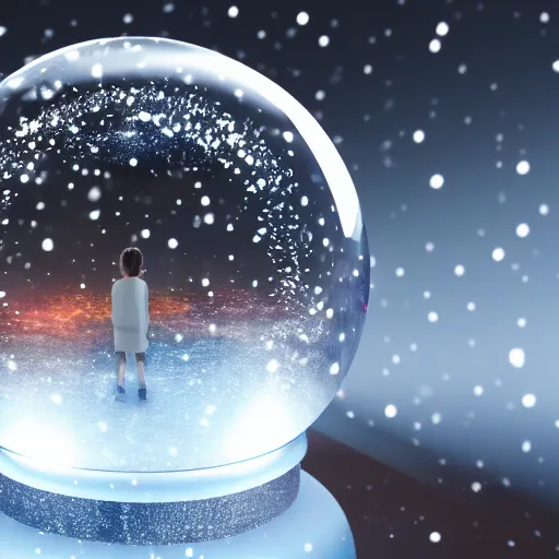 Prompt: the galaxy inside a snow globe, 8k, artstation trend, hdr, super detailed, light reflections, studio photo, professional photo