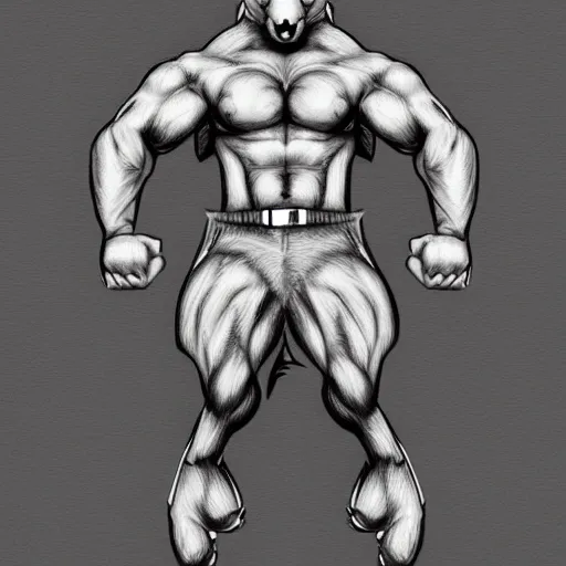 Image similar to master furry artist charcoal sketch lines full body portrait character study of the anthro male anthropomorphic wolf fursona animal person wearing gym shorts bodybuilder at gym