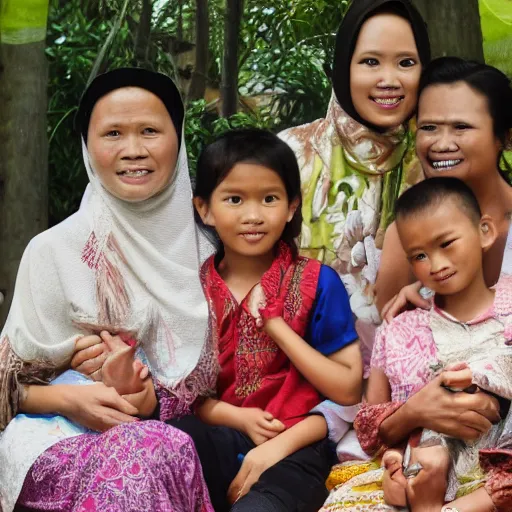 Image similar to an indonesian family portrait, high resolution, 4 k hd