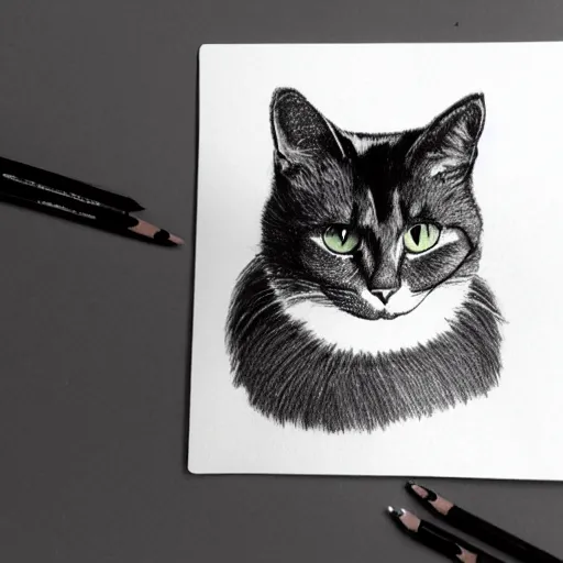 Prompt: a collaboration drawing of a cat