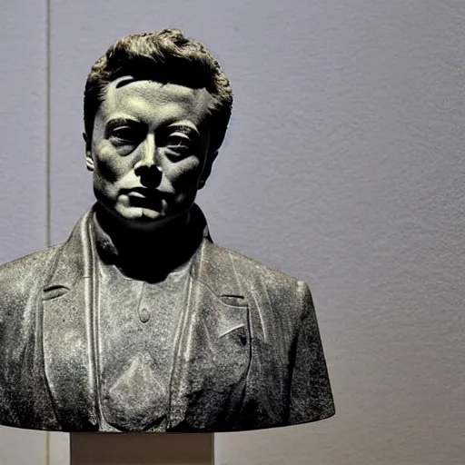 Image similar to A ancient stone bust of Elon Musk is found raising time-travel concerns