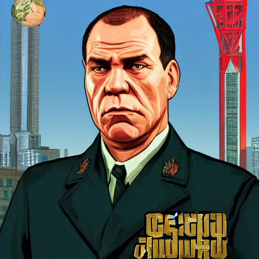 Prompt: georgy zhukov in gta v, cover art by stephen bliss, boxart, loadscreen