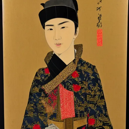 Image similar to jendral sudirman, utamaro kitagawa and raden saleh style