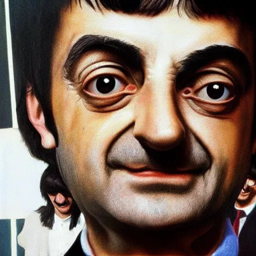 Prompt: the beatles except they're all mr. bean hyperrealism photo - realistic by james gurney artstation 8 k