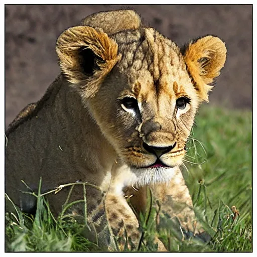 Image similar to a sticker of a lion cub