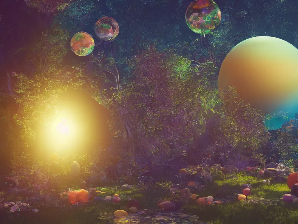 Image similar to 3 d render, sunlight study, the universe is a spheroid region 7 0 5 meters in diameter, art nouveau, by rachel ruysch and ( ( ( ( ( lisa frank ) ) ) ) ), 8 k, sharp focus, octane render