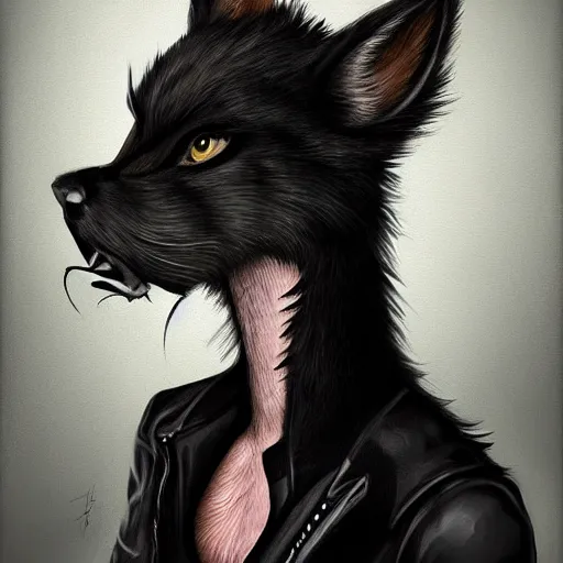 Image similar to Beautiful portrait digital painting, oil painting, anthro anthropomorphic animal androgynous , at a lake anarchist anarcho-punk Punk Punk outfit. furaffinity, artstation