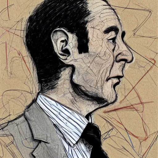 Image similar to a realistic yet scraggly portrait sketch of the side profile of a stern and sophisticated pee wee herman, trending on artstation, intricate details, in the style of frank auerbach, in the style of sergio aragones, in the style of martin ansin, in the style of david aja, in the style of mattias adolfsson