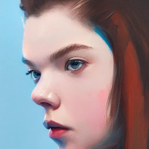 Prompt: ultra realistic painting of Anya Taylor-Joy, profile picture by Greg Rutkowski, asymmetrical, Organic Painting , Matte Painting, geometric shapes, hard edges, street art, trending on the artstation by Sachin Teng