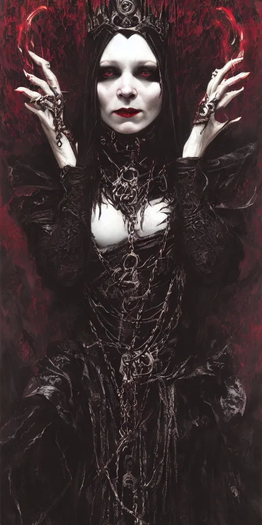 Image similar to of a supreme Lady Bathory, sinister, gothic, victorian, Portrait, extreme detail, luxury, elite, intricate, hypermaximalist, demonic, mythical, painted by craig mullins, 8K,
