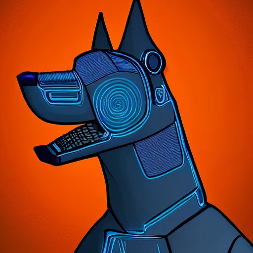 Image similar to cyberpunk dog, digital art