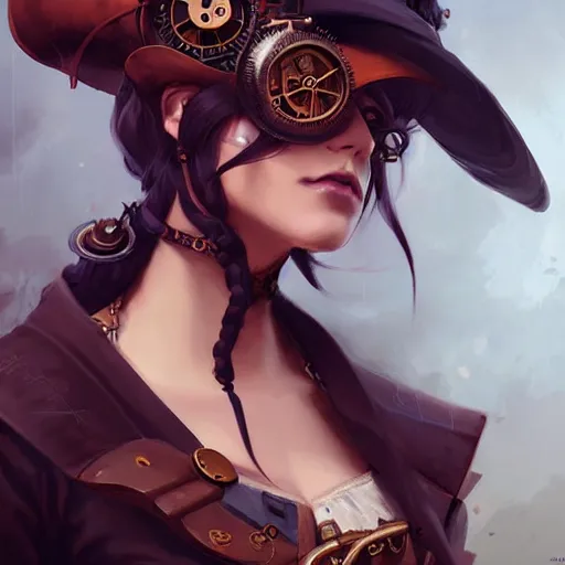 Image similar to portrait of a steampunk pirate, by guweiz and wlop and artgerm