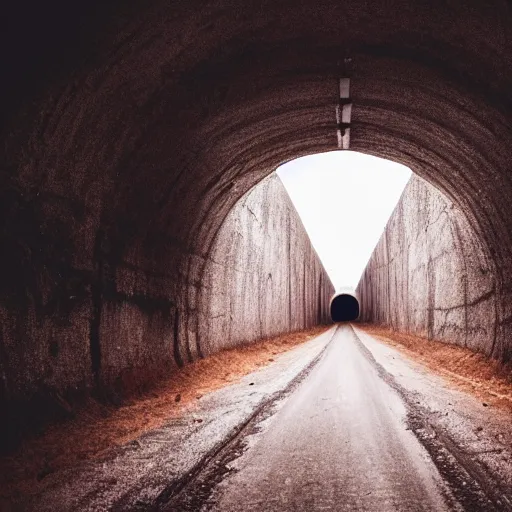 Prompt: photo of a creepy tunnel