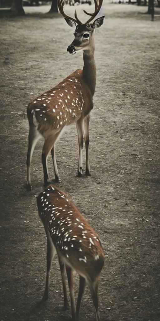 Image similar to semideer semihuman, cinematic highly detailed photo, 50 mm, bokeh