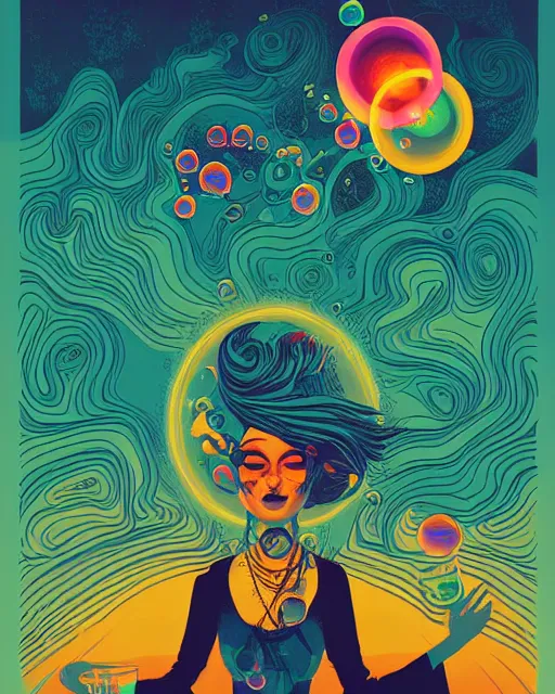 Image similar to hippie gypsy, chaotic liquid smoke vortex, portrait, by petros afshar, ross tran, tom whalen, peter mohrbacher, smokey water scenery, bubbles, radiant light