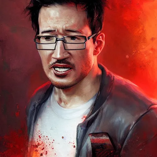 Image similar to a portrait of markiplier raging, greg rutkowski