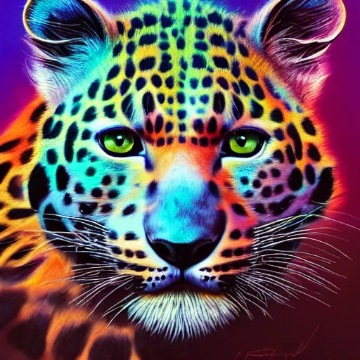 a colorful closeup portrait of an amur leopard dreamy | Stable ...