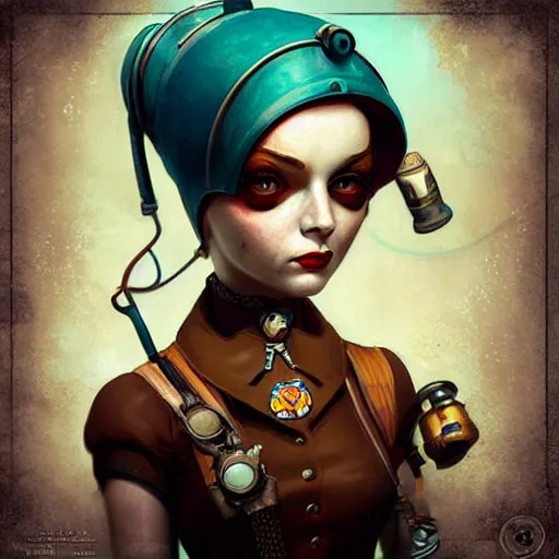 Image similar to lofi instagram bioshock steampunk portrait, digital art, Pixar style, by Tristan Eaton Stanley Artgerm and Tom Bagshaw.