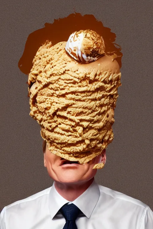 Prompt: 📷 conan o'brien the ice - cream cone 🍦, made of food, head portrait, dynamic lighting, 4 k