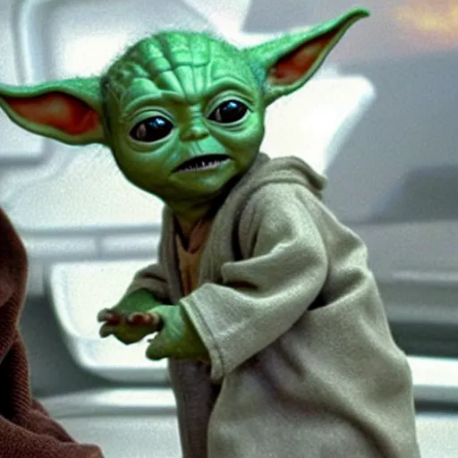 Prompt: a film still of baby yoda's son in the jedi academy in star wars realistic, detailed