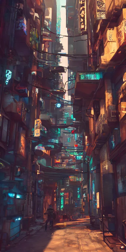 Prompt: cyberpunk alley, brian despain, 8 k, raytracing, unreal engine 5,