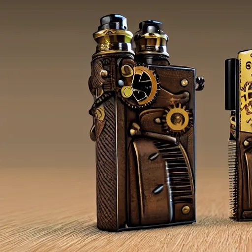 Image similar to a steampunk lighter, product photo, concept art