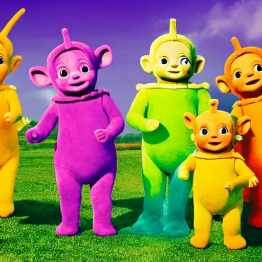 Image similar to teletubbies holding a funeral