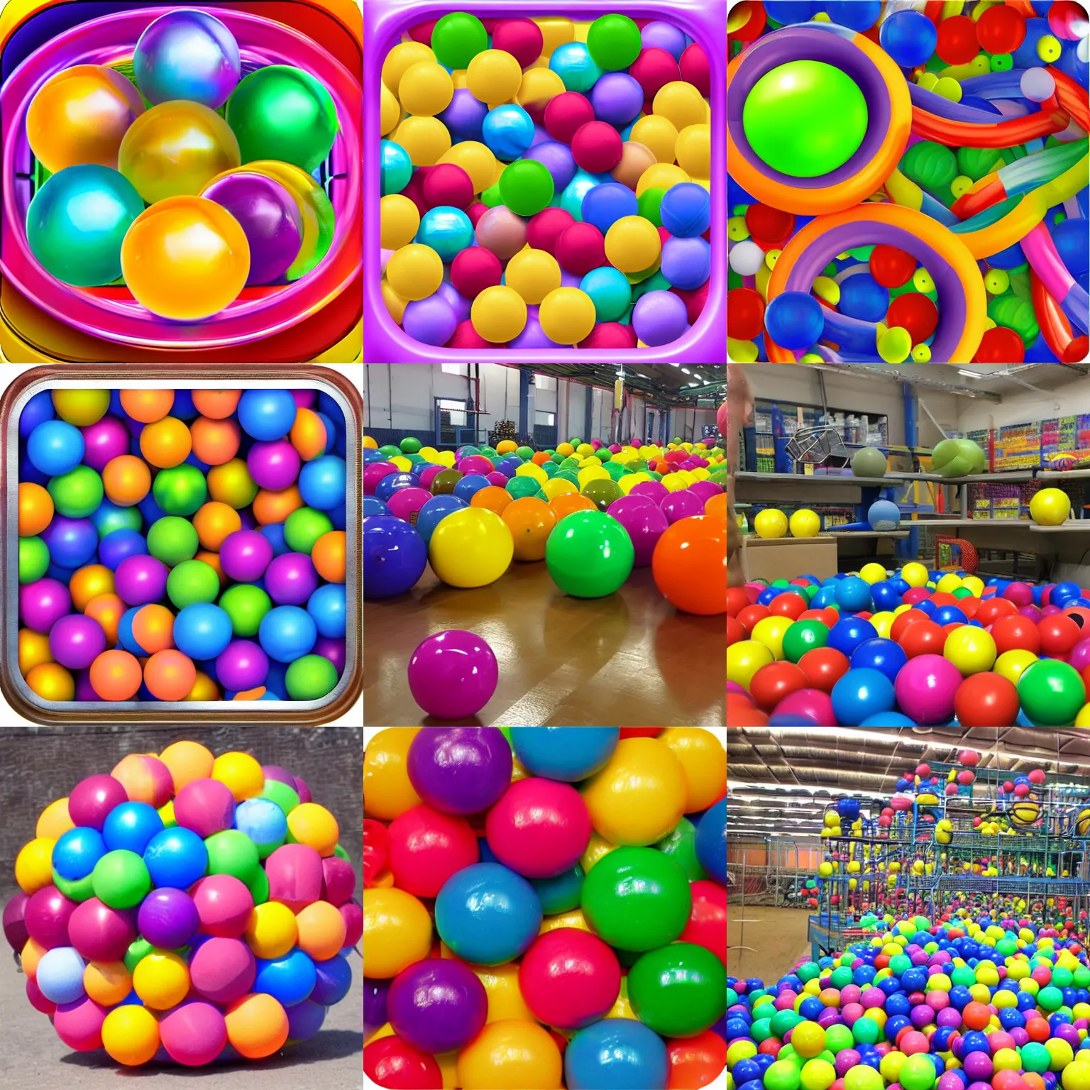 Prompt: bouncy ball factory