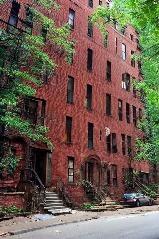 Prompt: (((((a ramshackle Manhattan brick brownstone deep in the forest))))) by Xu Zheng!!!!!!!!!!!!!!!!!!!!!!!!!!!