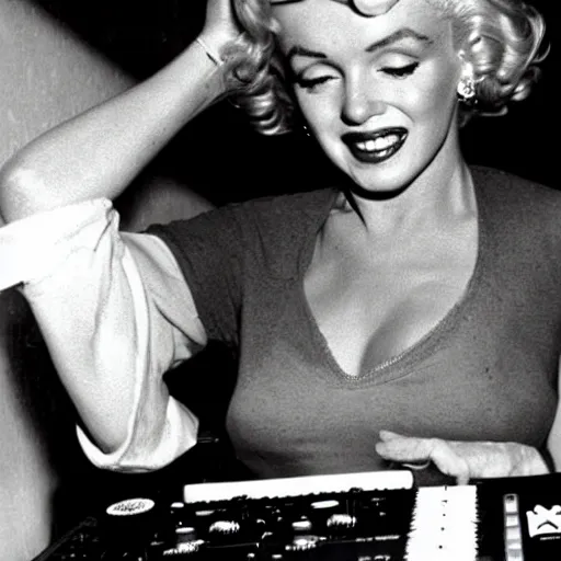 Prompt: marilyn monroe on the dj decks