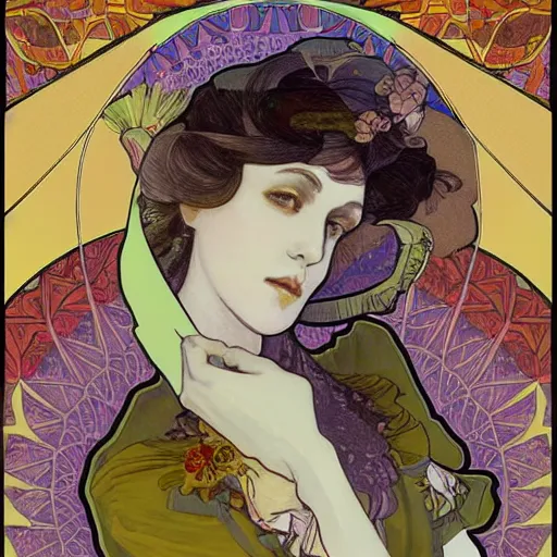 Image similar to artwork inspired by alfons mucha